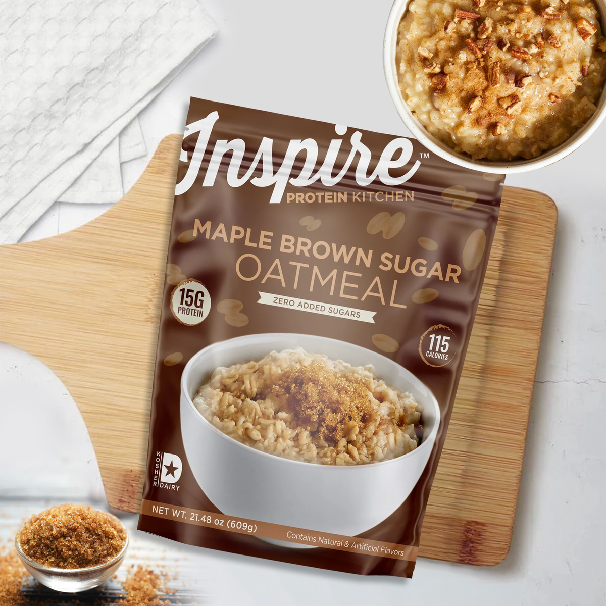 Inspire Protein Kitchen Oatmeal - Maple Brown Sugar, 20 Servings