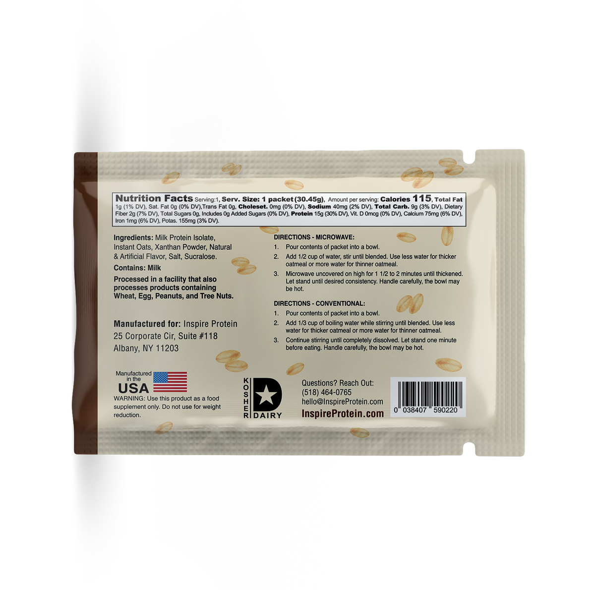 Inspire Protein Kitchen Oatmeal - Maple Brown Sugar, One Serving