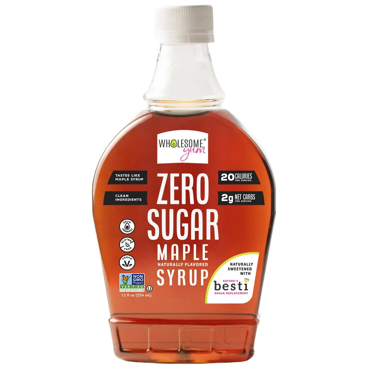 Wholesome Yum Zero Sugar Maple Syrup - BPA-Free Plastic