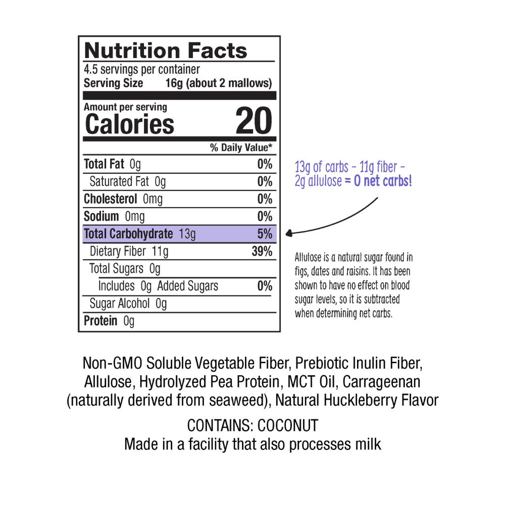Know Brainer Foods Max Vegan Mallow Sugar Free Marshmallows - Huckleberry