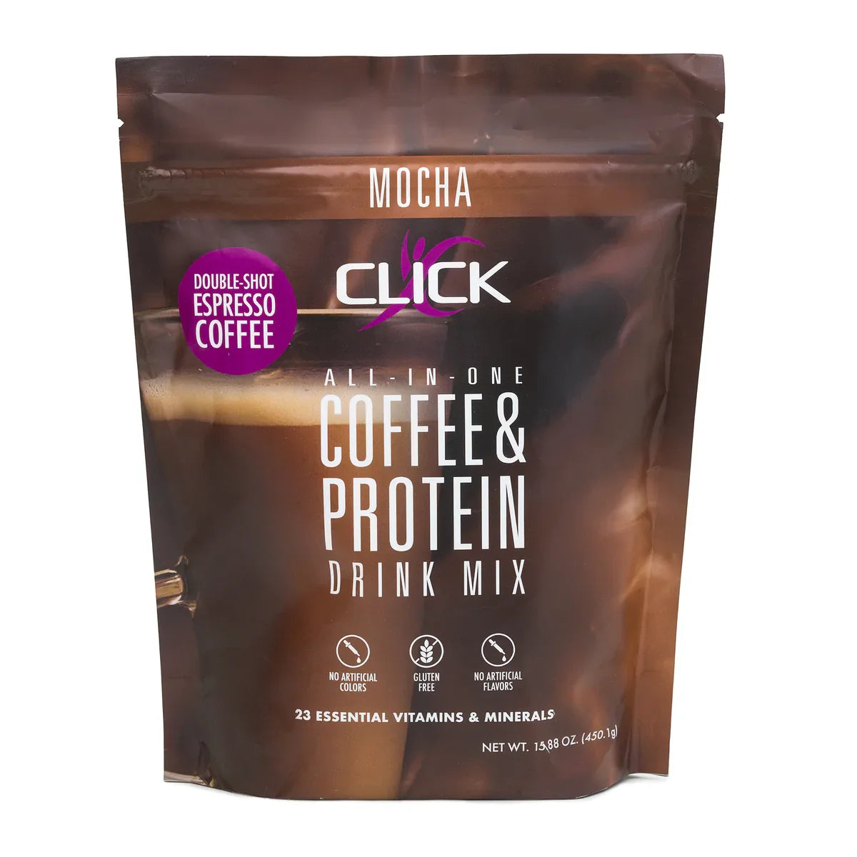 Click Coffee & Protein Drink Mix - Mocha, 15.8 oz. (448g