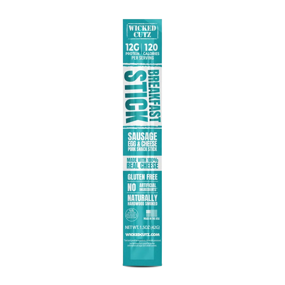 Wicked Cutz High Protein Breakfast Pork Snack Stick - Sausage Egg & Cheese