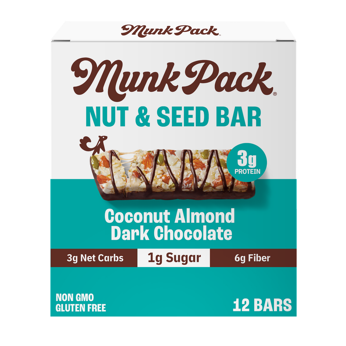 Munk Pack Keto Nut & Seed Bar, 12 Bars - Cocunut Almond Dark Chocolate
#Size_12 bars