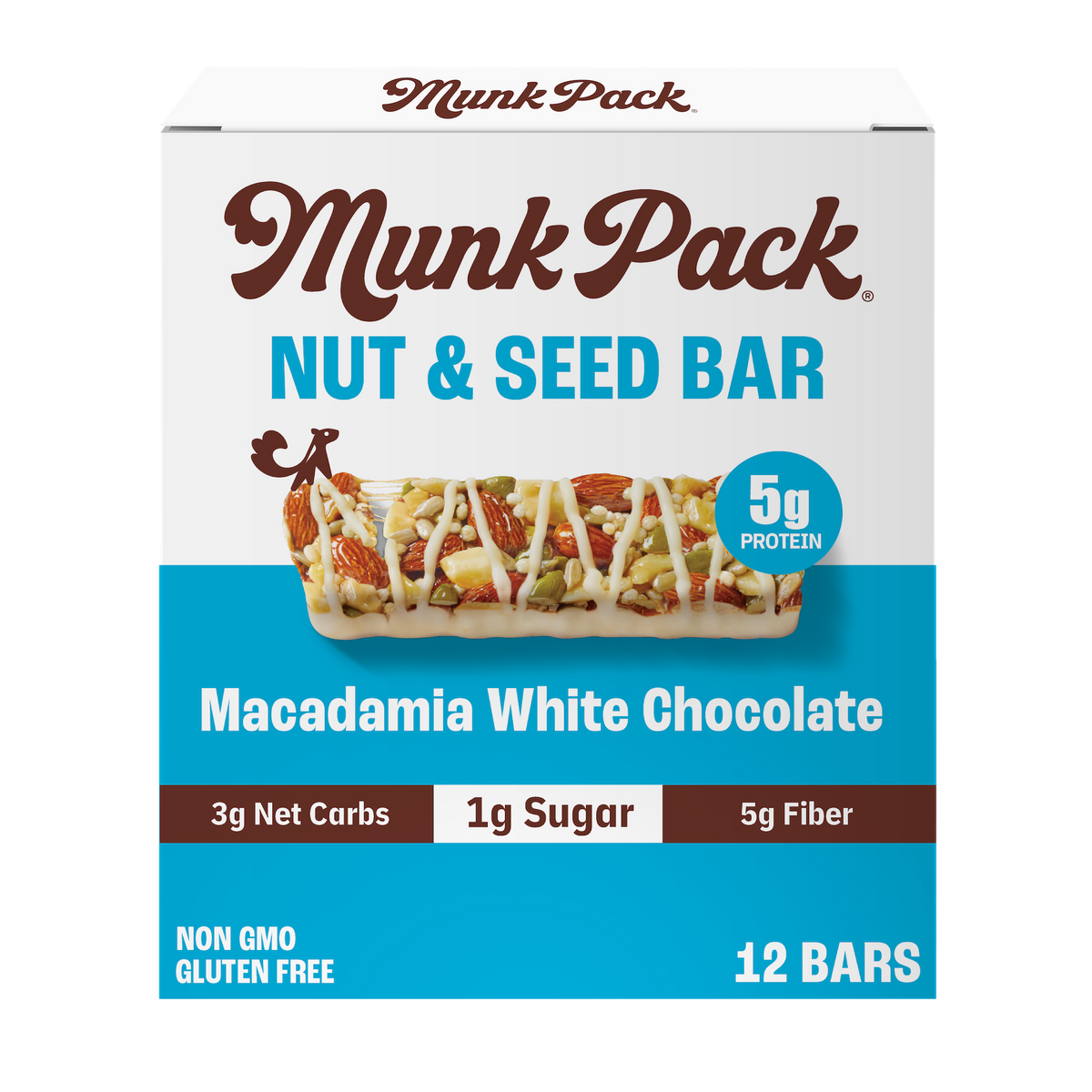 Munk Pack Keto Nut & Seed Bar, 12 Bars - Macademia White Chocolate