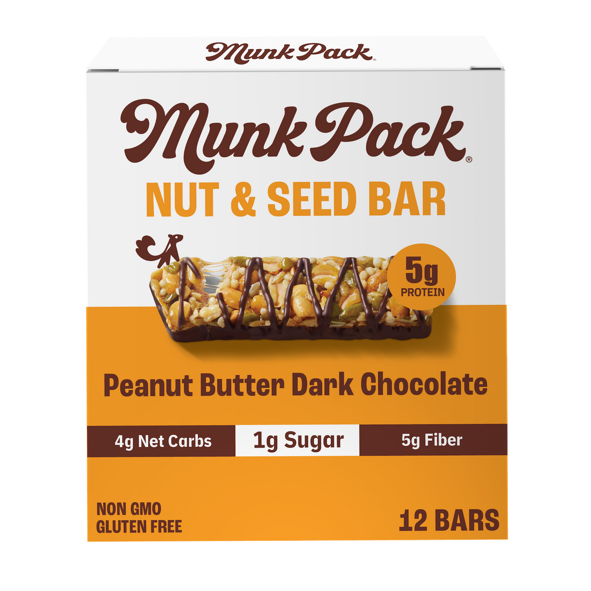 Munk Pack Keto Nut & Seed Bar, 12 Bars - Peanut Butter Dark Chocolate
#Size_12 bars