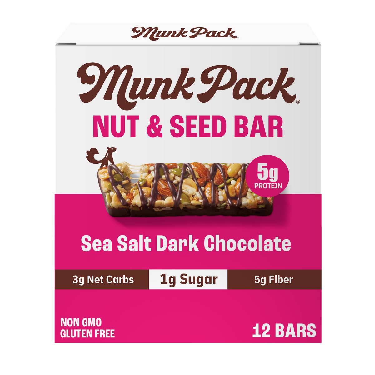 Munk Pack Keto Nut & Seed Bar, 12 Bars - Sea Salt Dark Chocolate
#Size_12 bars