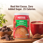 Nestlé Zero Added Sugar Rich Milk Chocolate Hot Cocoa Mix with creamy chocolate flavor and 0 grams of added sugar per serving.