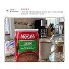 Nestlé Zero Added Sugar Rich Milk Chocolate Hot Cocoa Mix with creamy chocolate flavor and 0 grams of added sugar per serving.