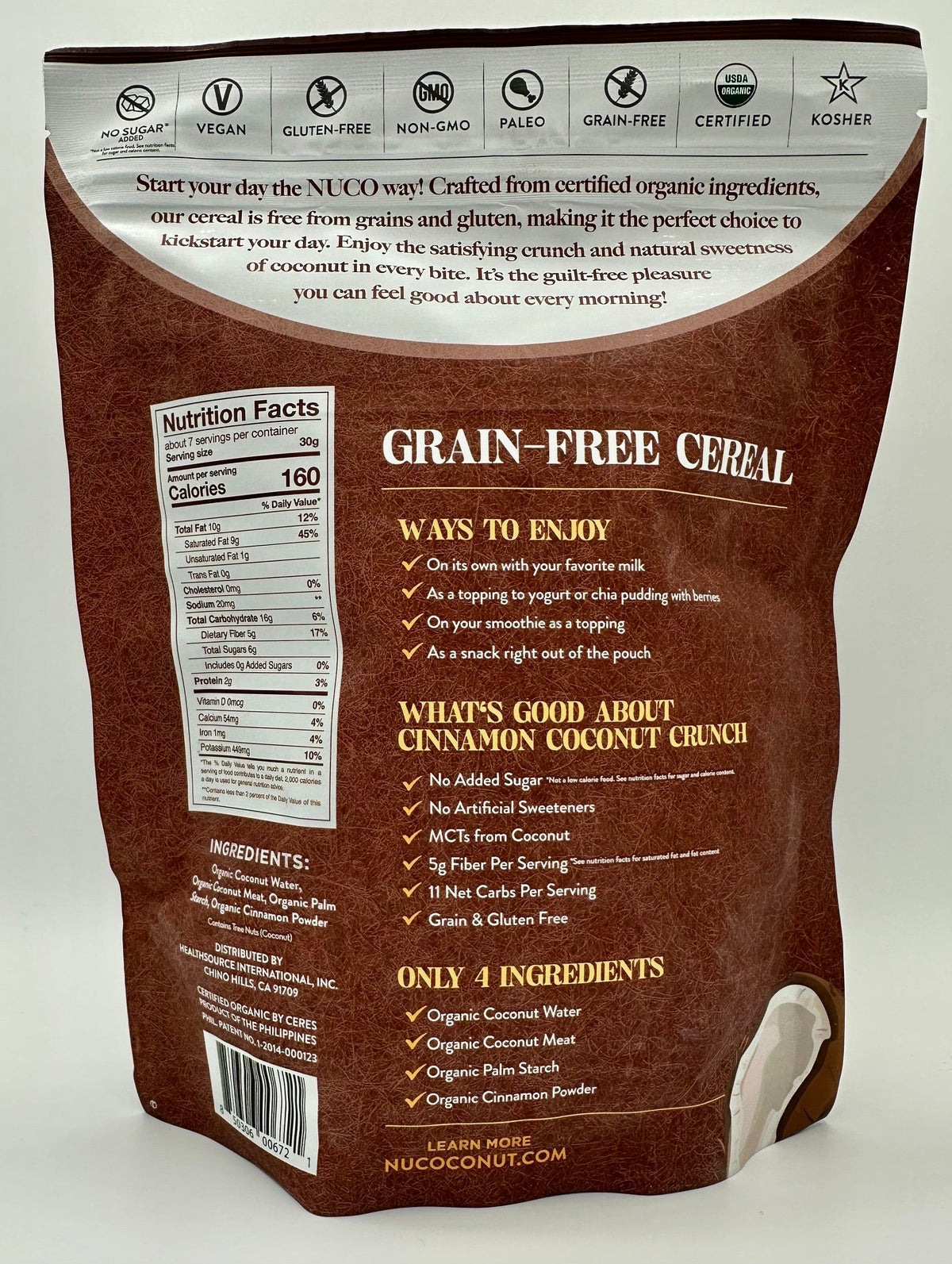 Nuco Coconut Crunch Grain Free Cereal 7.05 oz - Cinnamon