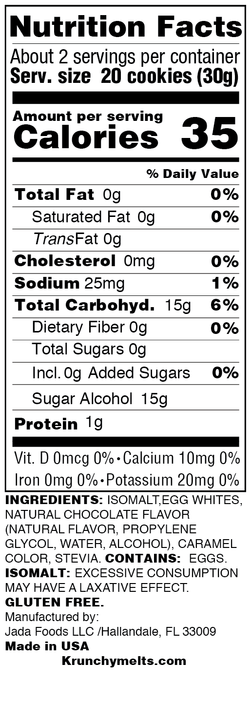 Krunchy Melts Sugar Free Meringues - Chocolate 2 oz.
