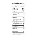 A nutrition facts label displays detailed information for a food product, including serving size, calories, and nutrient content such as fat, carbohydrates, protein, and vitamins.