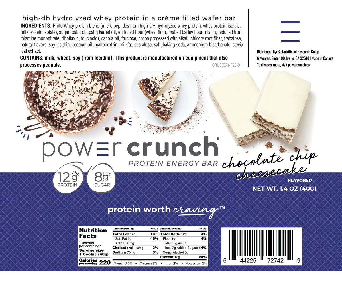 BNRG Power Crunch Protein Bars - Chocolate Chip Cheesecake