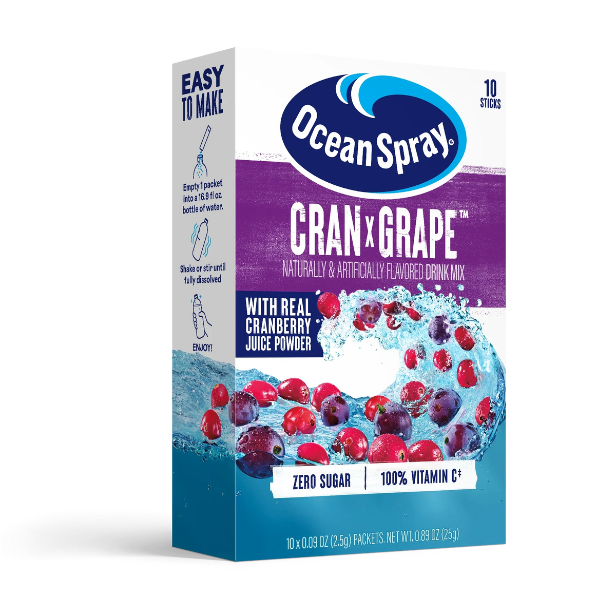 Ocean Spray Zero Sugar Drink Mix, 10 packets - Cran x Grape
