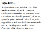 Ingredients for ChocZero Oasis Milk Chocolate Candy Bar, 8 oz