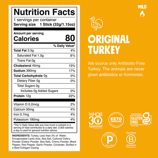 Chomps Meat Sticks - Original Turkey