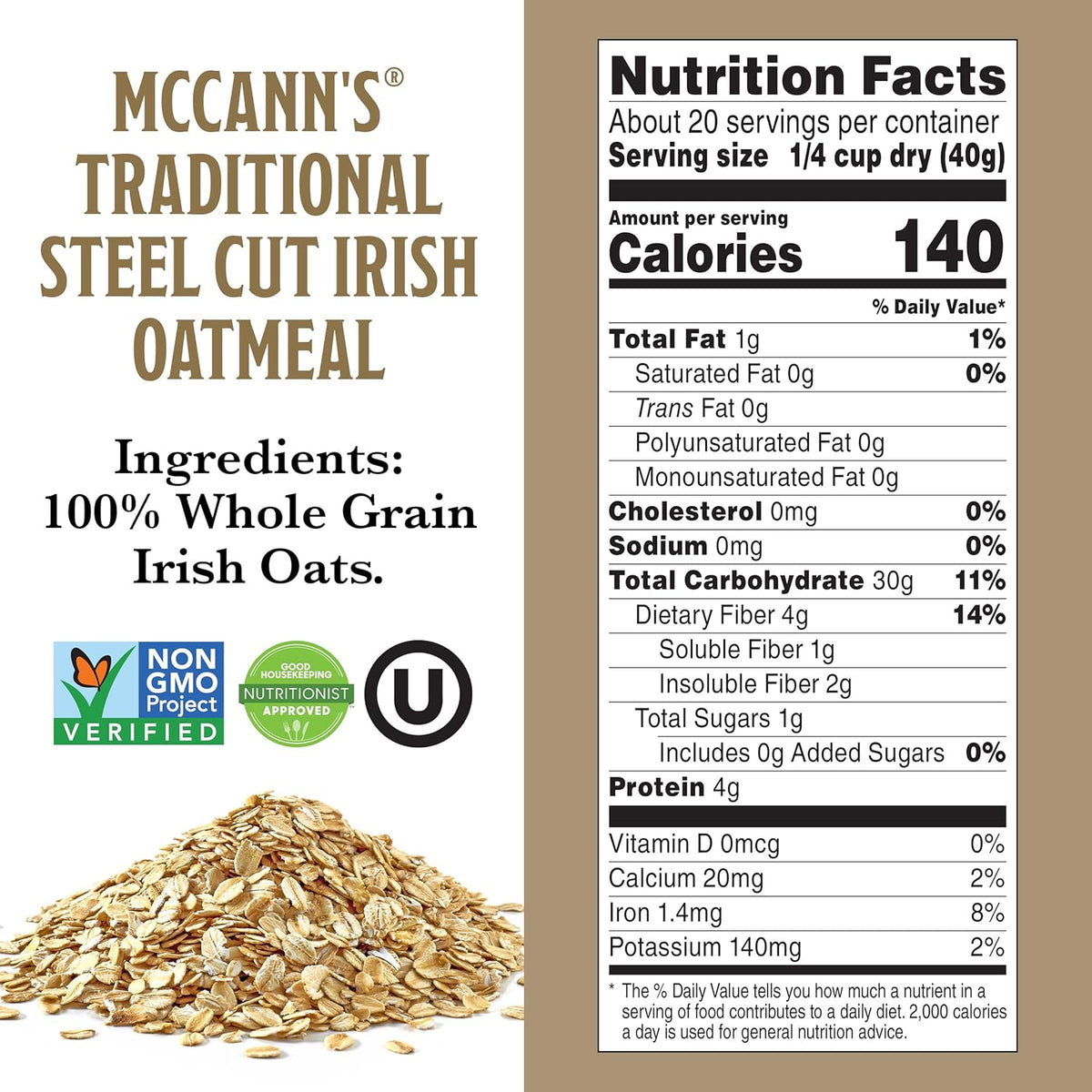 McCann's Irish Oatmeal (Steel Cut Oats) - Original, 28 oz.