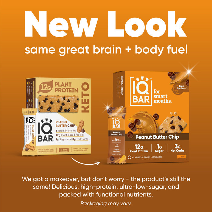 IQBar Vegan and Keto Protein Bars - Peanut Butter Chip