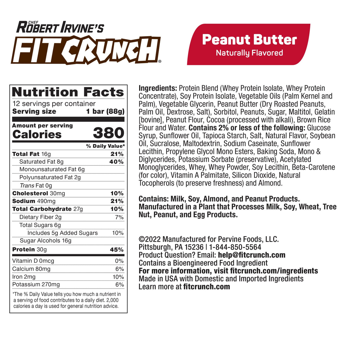 Robert Irvine's Fit Crunch Whey Protein Baked Bar - Peanut Butter