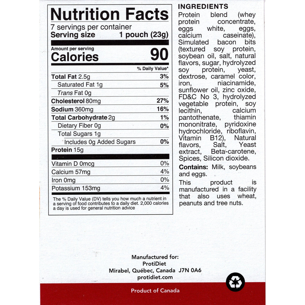 Proti Diet Bacon Cheese Protein Omelette Mix, 7 Pouches