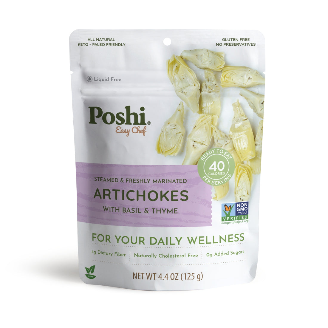 Poshi Easy Chef - Artichokes with Basil & Thyme, 4.4 oz