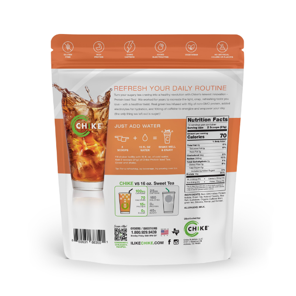 Chike Nutrition High Protein Iced Tea - (10.1 oz Bags) - Peach Fusion