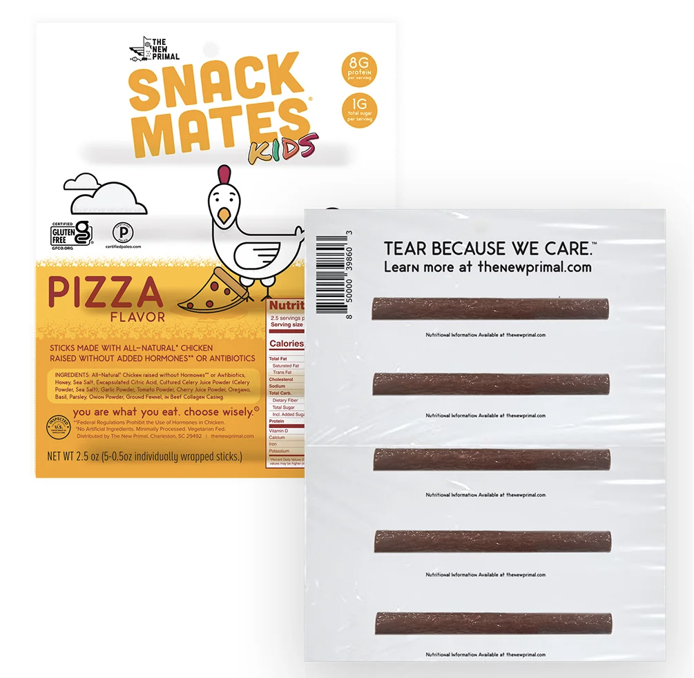 The New Primal Snack Mates Meat Sticks (5 Mini Sticks) - Pizza