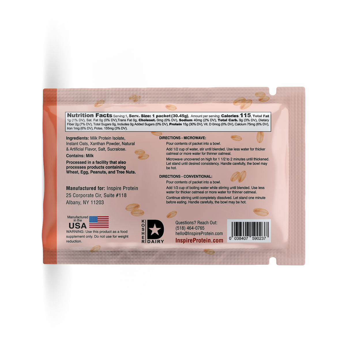 Inspire Protein Kitchen Oatmeal - Peaches and Cream, One Serving