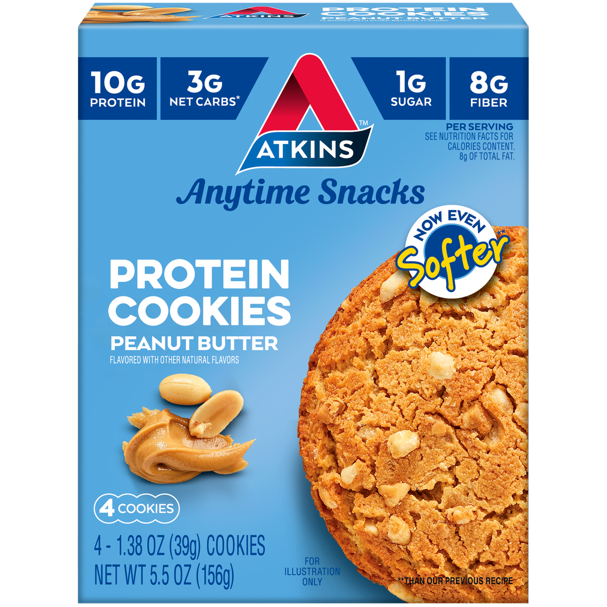 Atkins Nutritionals Snack Protein Cookies (4 cookies) - Peanut Butter One Box