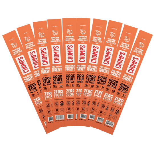 Chomps Meat Sticks - Pepperoni Seasoned Turkey 10-Sticks