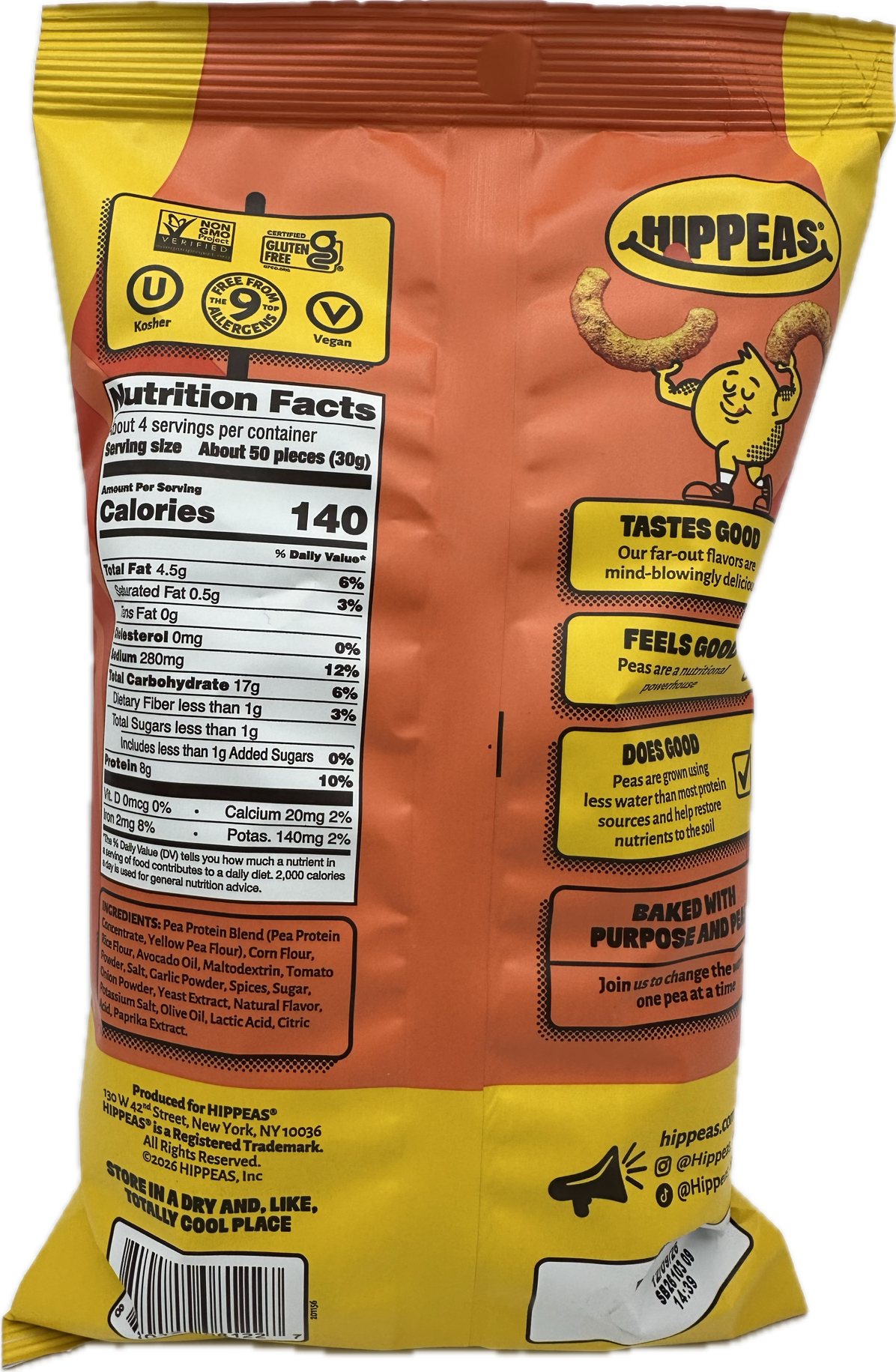 Hippeas Protein Crunch, 4 oz - Pizza Party