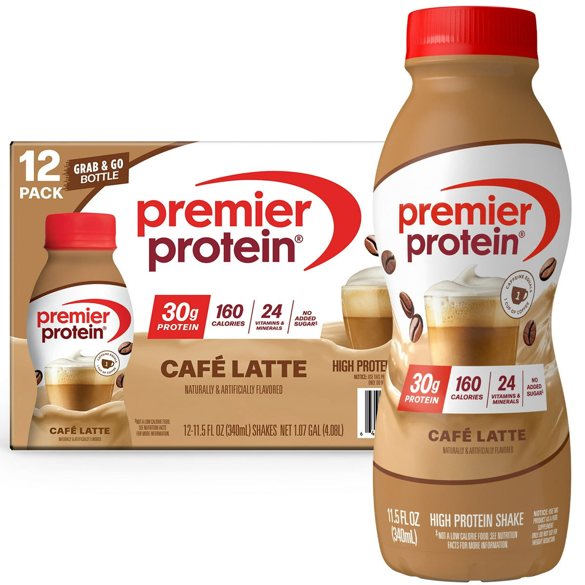 Premier Protein 30g Protein Shake - Cafe Latte, 11.5 fl oz 12 pack