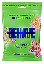 Sweet + Sour Bears and Stars by Behave - Raspberry Apple Pineapple Sour Stars, One Bag