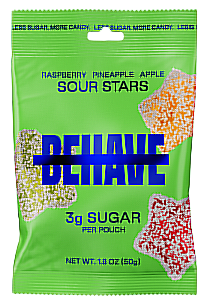 Sweet + Sour Bears and Stars by Behave - Raspberry Apple Pineapple Sour Stars, One Bag