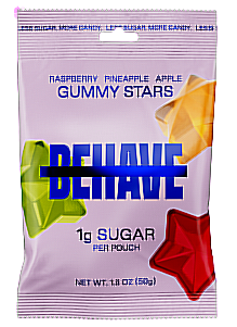 Sweet + Sour Bears and Stars by Behave - Raspberry Apple Pineapple Gummy Stars, One Bag