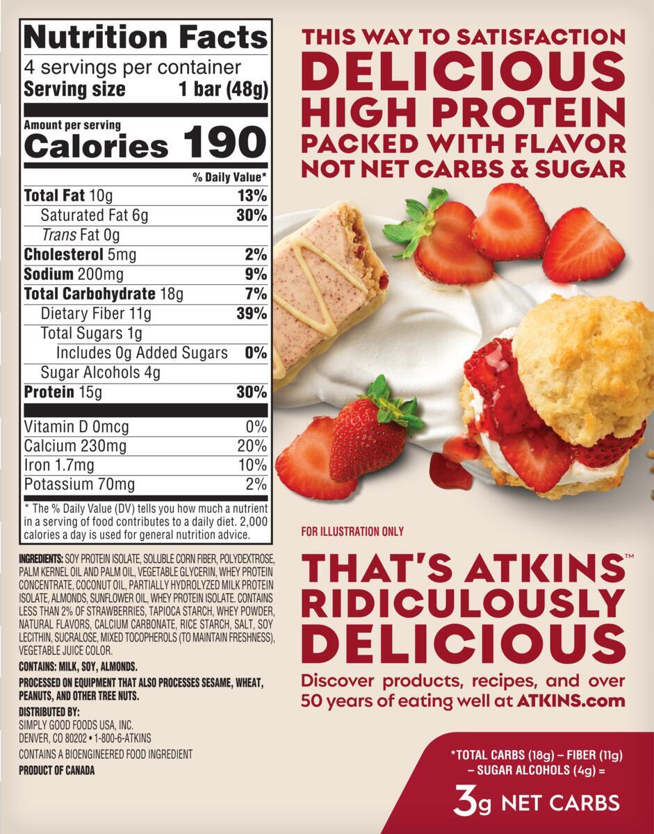 Atkins Nutritionals High Protein Bars - Strawberry Shortcake (4 Bars)