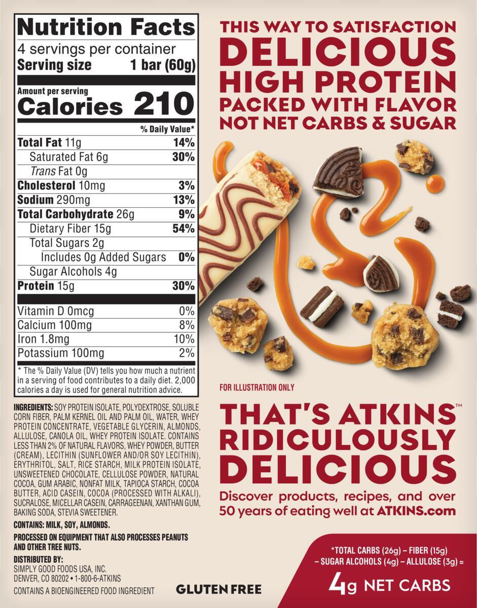 Atkins Nutritionals High Protein Layered Bars, 4ct - Cookie Fusion