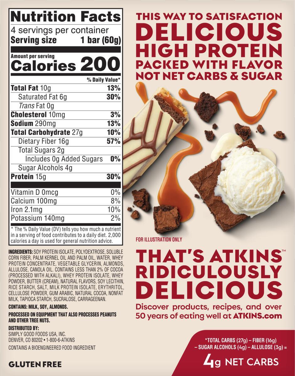 Atkins Nutritionals High Protein Layered Bars, 4ct - Brownie Delight