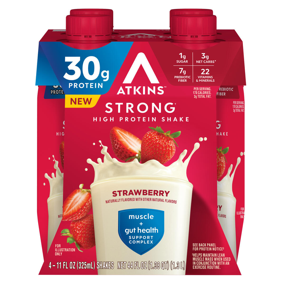 Atkins Nutritionals Strong Protein & Fiber Ready-to-Drink Shakes - Strawberry