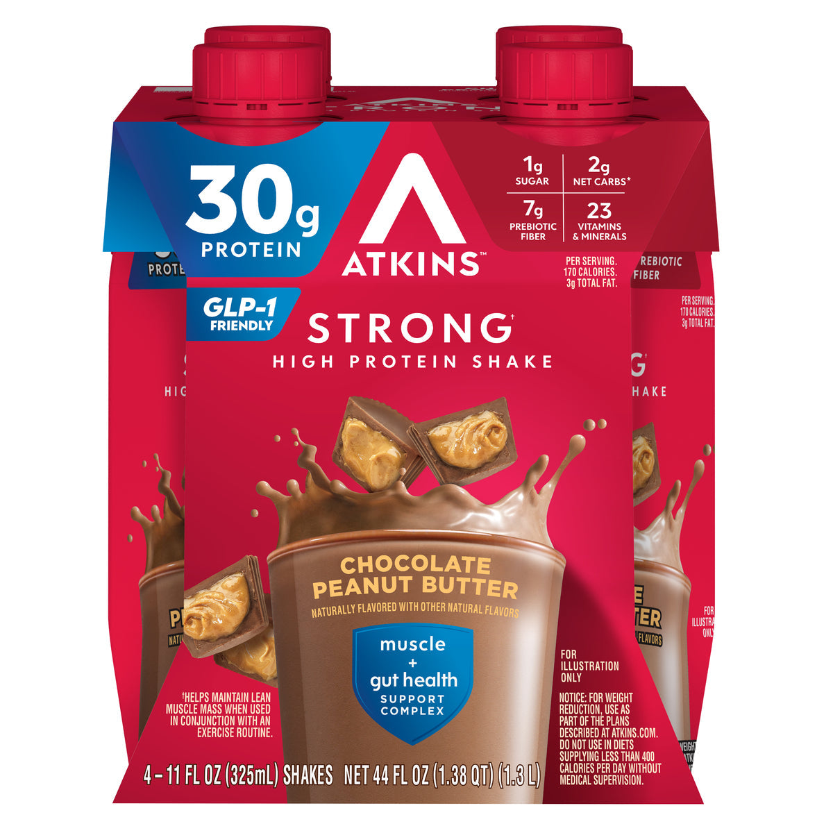 Atkins Nutritionals Strong Protein & Fiber Ready-to-Drink Shakes - Chocolate Peanut Butter