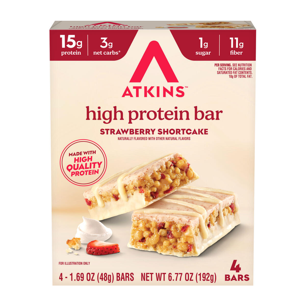 Atkins Nutritionals High Protein Bars - Strawberry Shortcake (4 Bars)