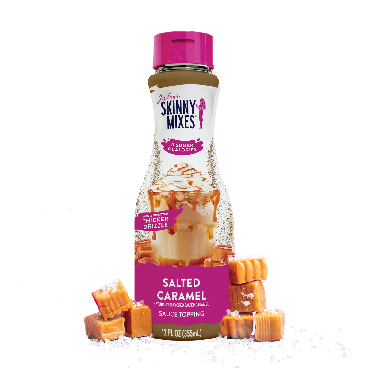 Jordan's Skinny Mixes Sugar Free Sauce Topping, 12 fl oz, Salted Caramel.