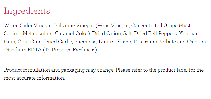 Skinnygirl Fat Free/Sugar Free Salad Dressing - Balsamic Vinaigrette