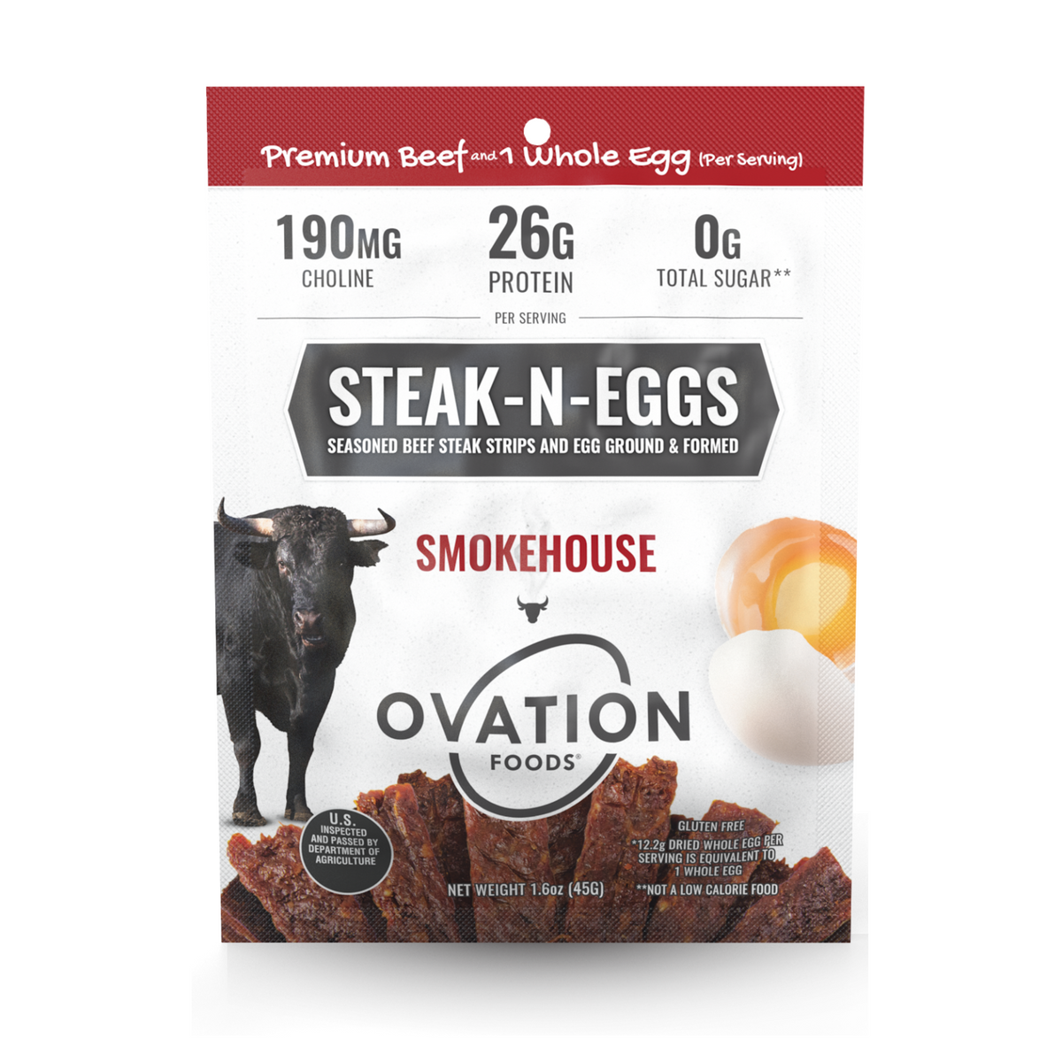 Ovation Foods Steak-N-Eggs Protein Jerky, 1.6 oz - Smokehouse