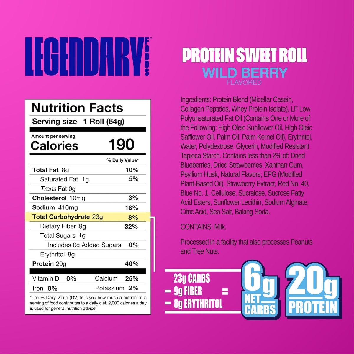 Legendary Foods Protein Sweet Roll - Wild Berry