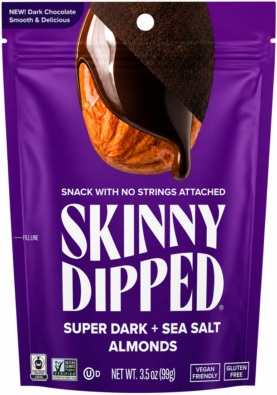 SkinnyDipped Almonds, 3.5 oz - Super Dark + Sea Salt