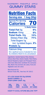 Sweet + Sour Bears and Stars by Behave - Raspberry Apple Pineapple Gummy Stars, One Bag