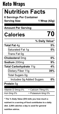 Toufayan Bakeries Keto Wraps - One Pack (6 wraps)