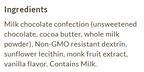 Package information for ChocZero No Sugar Added Milk Chocolate Baking Chips 20 oz