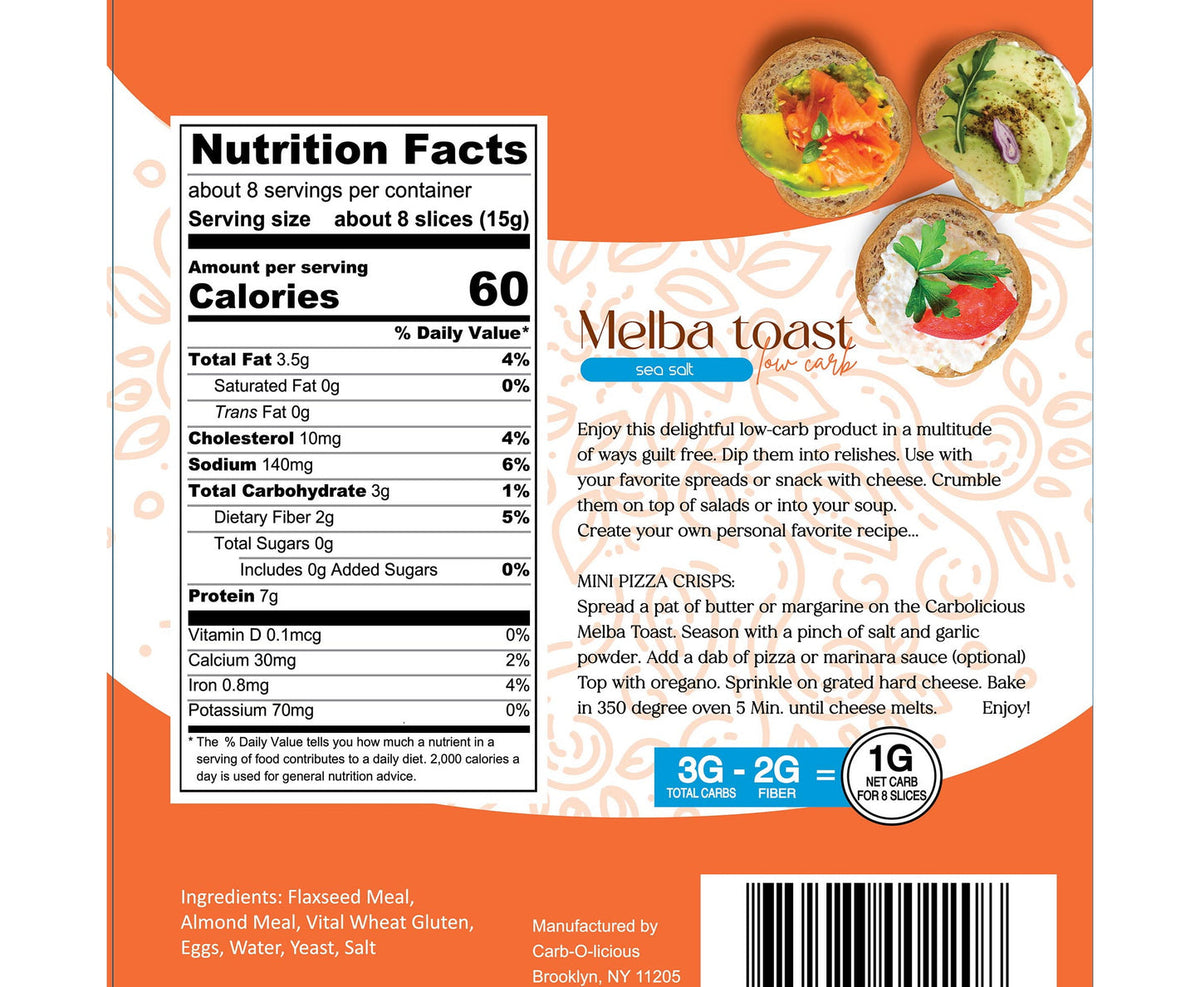 Carbolicious Low Carb Melba Toast - Sea Salt One Bag