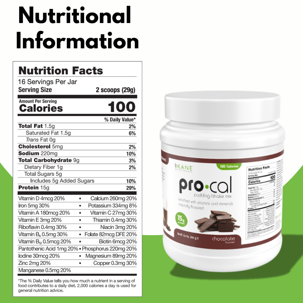 R-Kane Nutritionals Pro-Cal High Protein Pudding/Shake Mix, Chocolate 16.4oz (464g) — gallery image 8